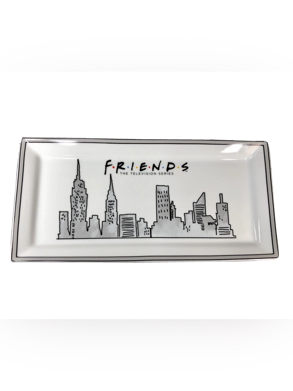 Friends TV Series NYC New York Skyline White Black Serving Tray 13.5 X 6.75 NWT